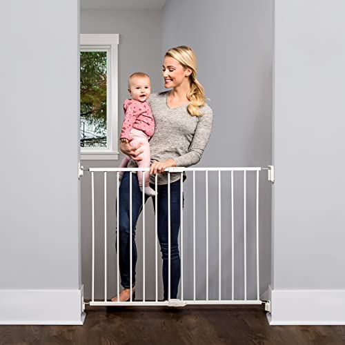 Extra Wide Retractable Baby Gate for Stairway and Hallway, White G3986