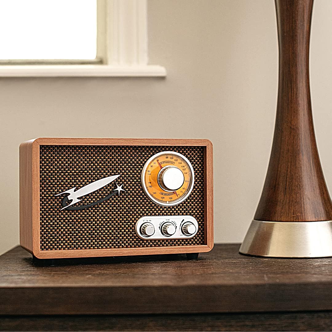 Retro Radio AM FM with Bluetooth, Vintage Wood V908