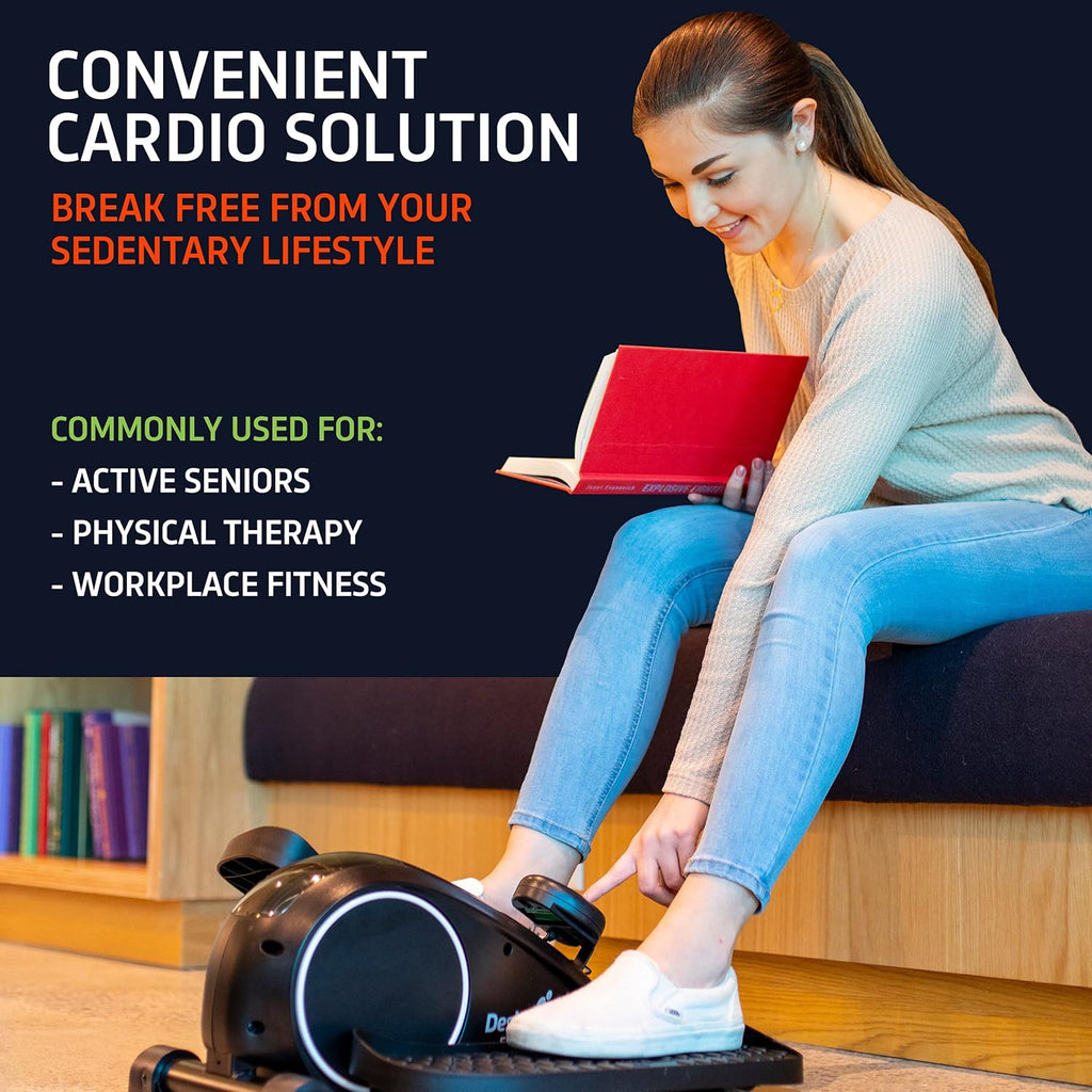 Under Desk Elliptical Machine, Compact Seated Pedal Exerciser, Black R37785