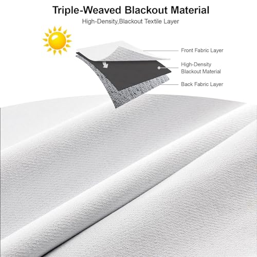 Faux Linen Blackout Curtains for Bedroom, Light Grey, 84 Inches Long R7653