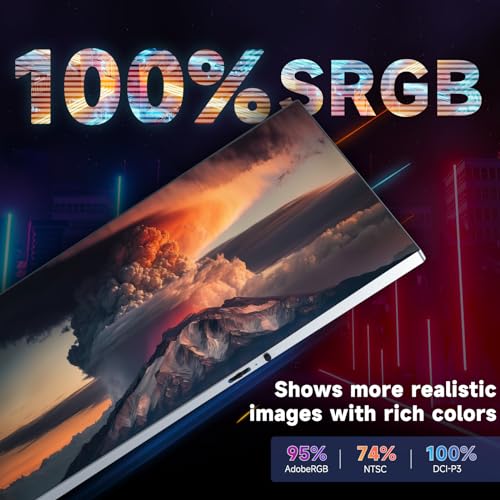 16 inch Triple Portable Monitor for Laptop, Aluminum Alloy 1200P Tri-Screen Extender with HDMI & USB-C S9128