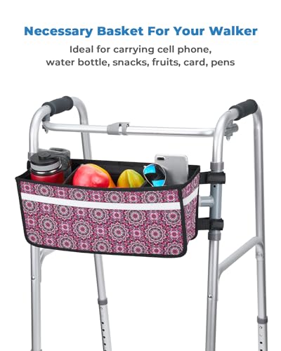 Walker Basket with Strap Mount Cup Holder and Storage Bag, Gray W654873