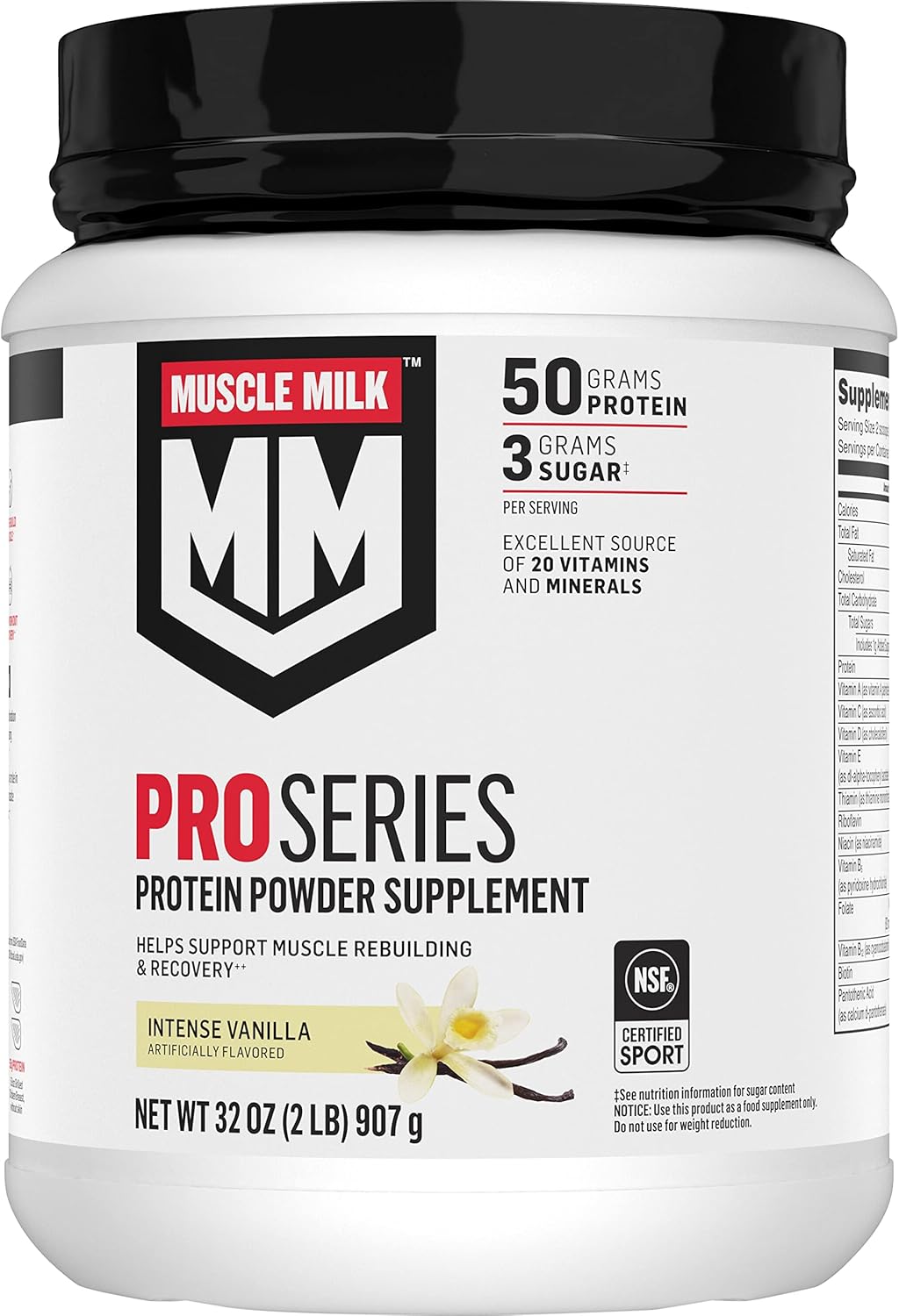 Protein Powder Supplement, Intense Vanilla, 2 Pound U919