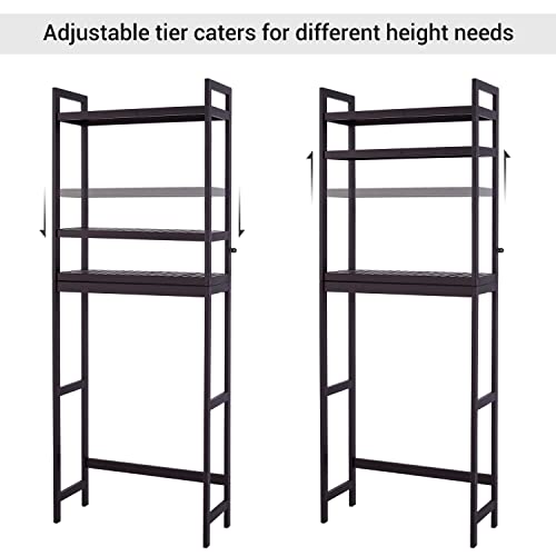 Bamboo 3-Tier Over Toilet Storage Shelf with Paper Holder and Hooks C969