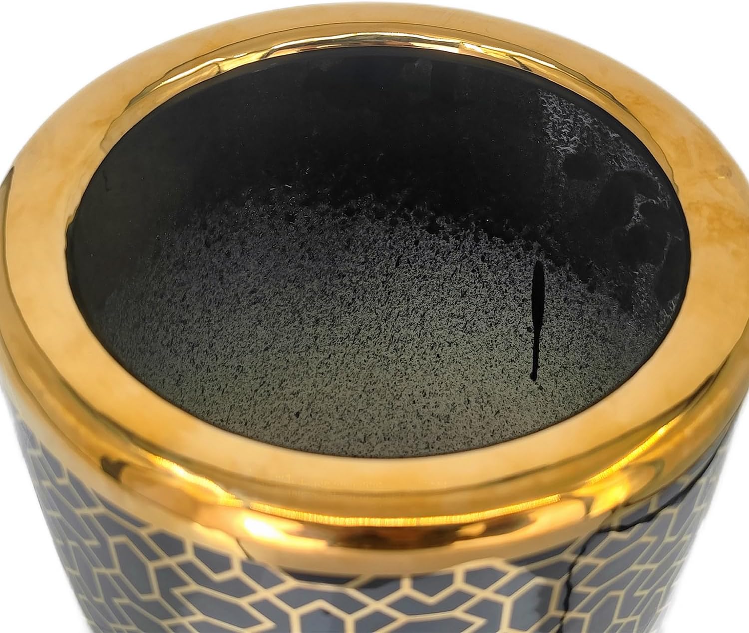 Ceramic Umbrella Stand for Entryway, 18" High, Black Gold X9681