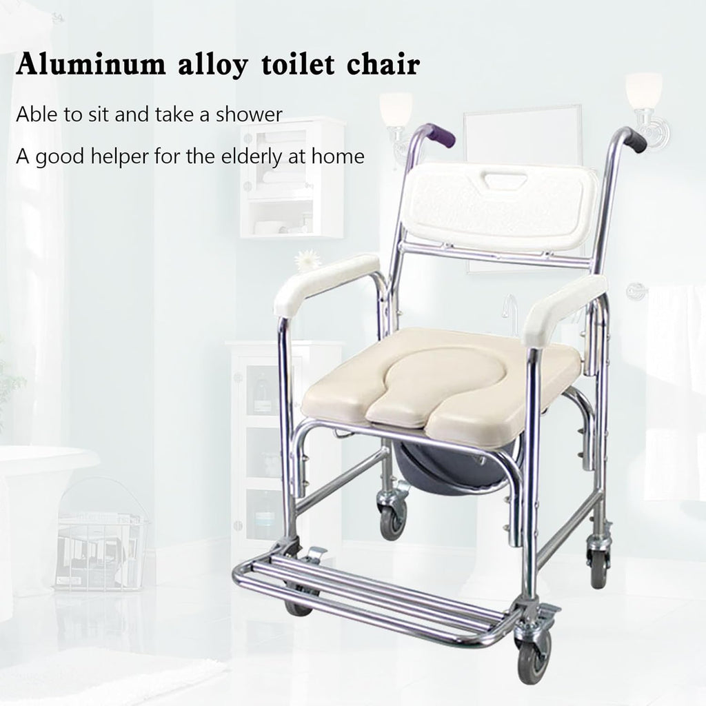 Multifunction Wheeled Mobile Toilet Commode Shower Chair for Elderly L187782