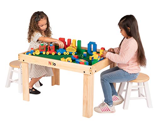 Kids Play Table Set with 2 Detachable Two-Sided Baseplates E466783