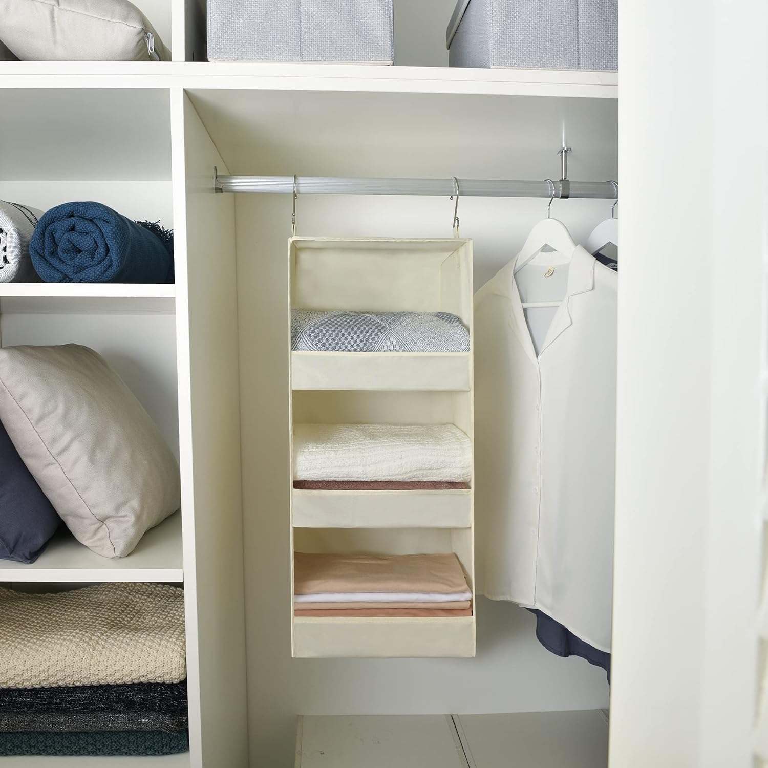 3-Pack Cloth Storage Bins & Hanging Closet Organizer Y273