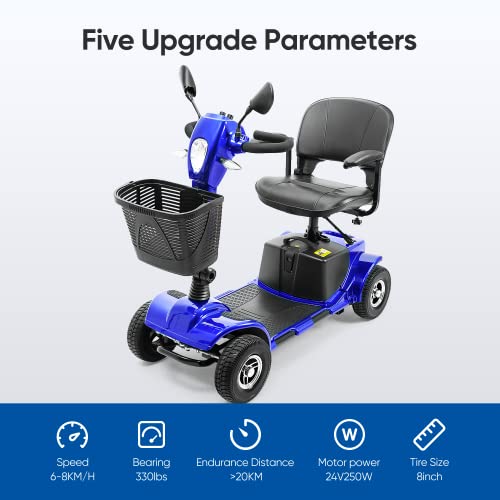 4 Wheel Mobility Scooter with Lights, Rearview Mirror & Basket for Seniors L940