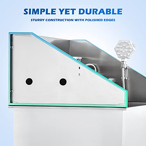 Stainless Steel Dog Washing Station for Home, Grooming Tub for Medium & Small Dogs O992