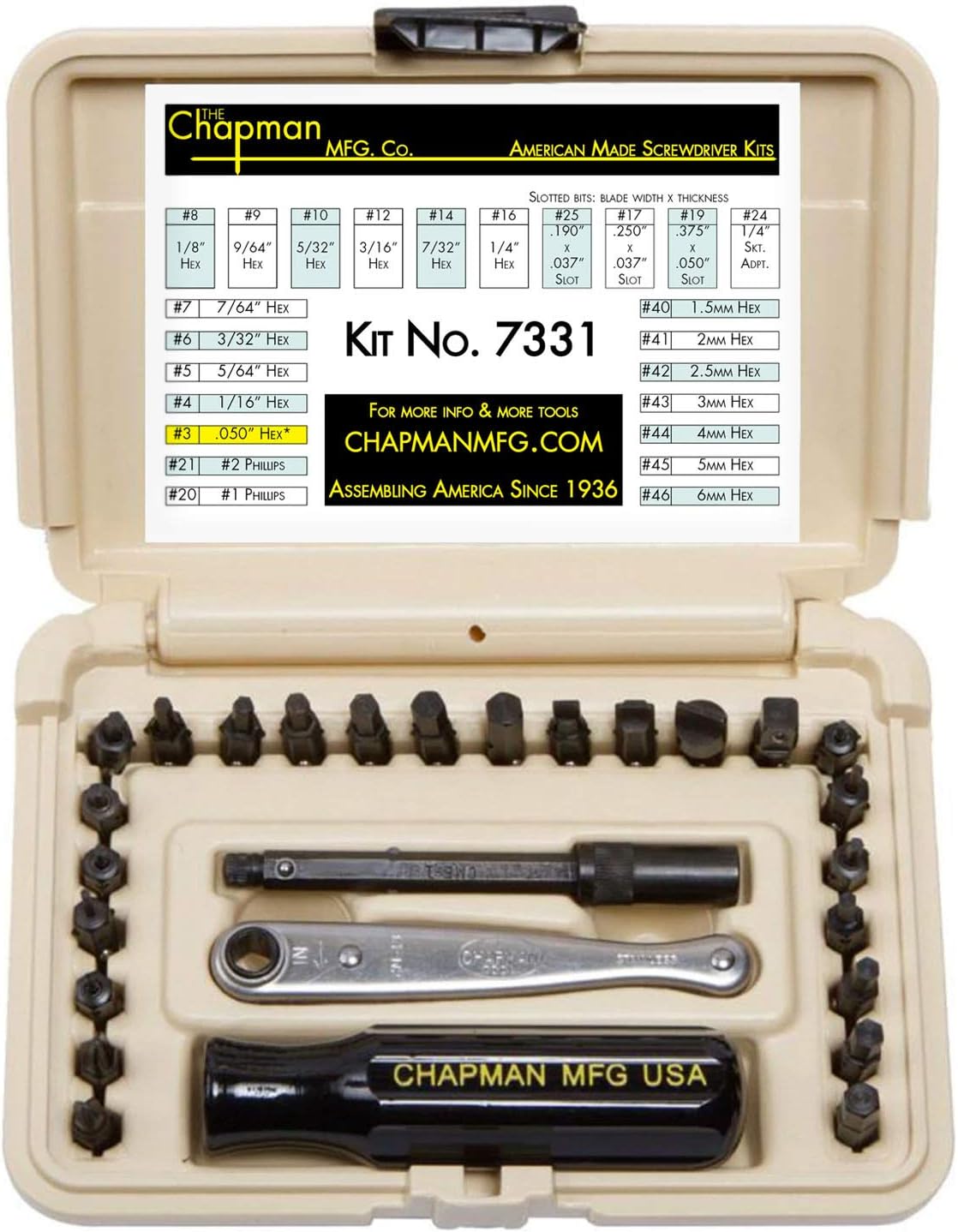 24-Piece Screwdriver Set with Phillips, Hex & Flathead Bits, Mini Ratchet, Yellow Case B528