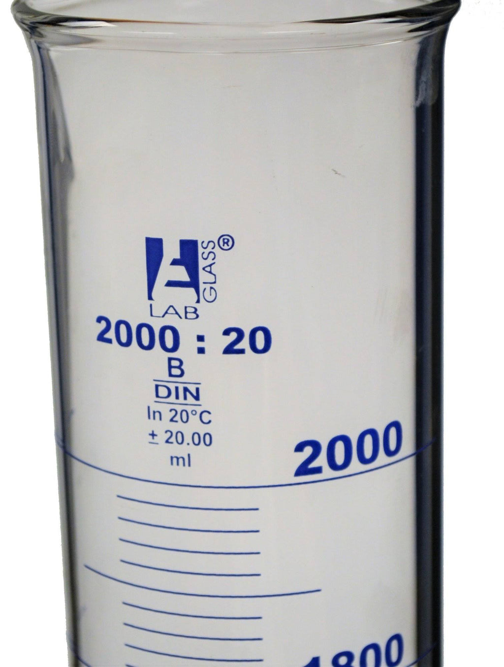 2000ml Borosilicate Glass Graduated Measuring Cylinder with Hexagonal Base F36334