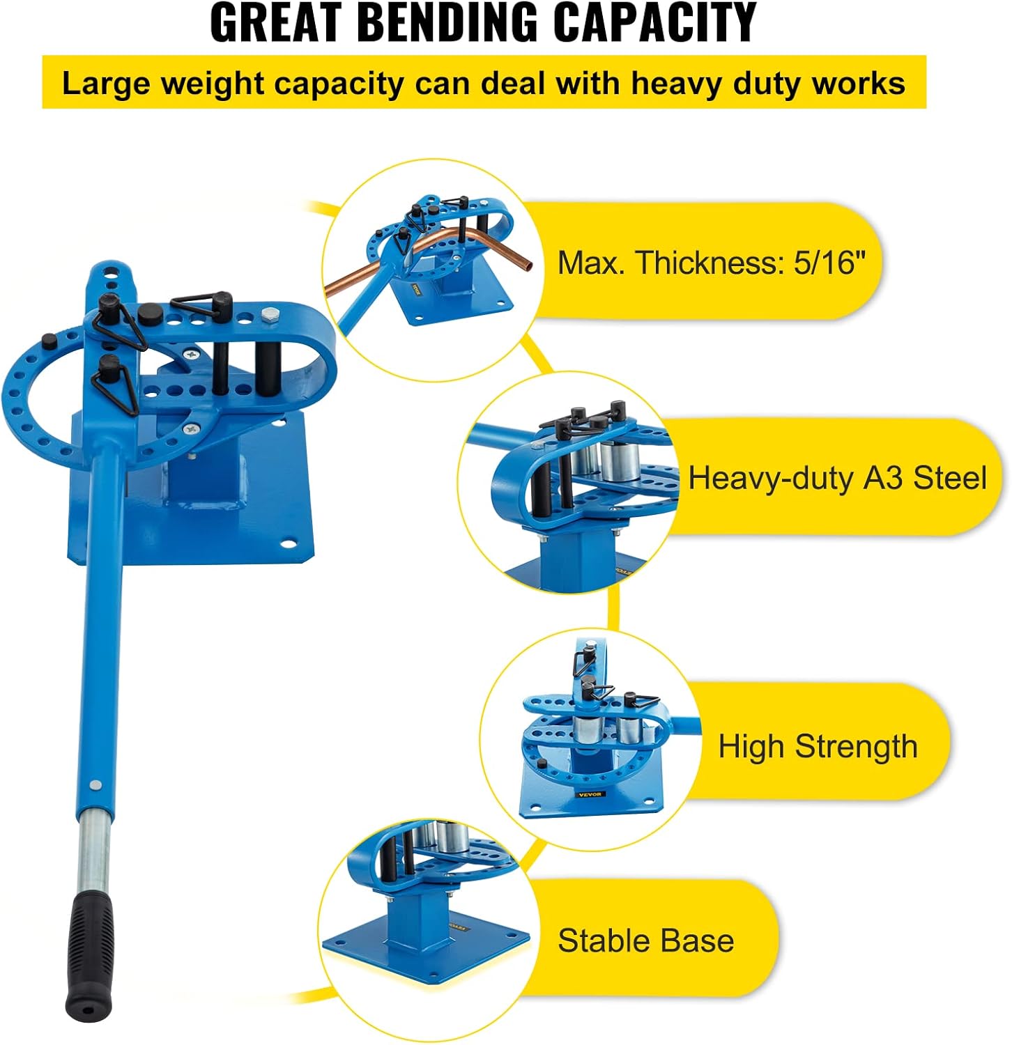 Pipe Bender Machine 7 Dies 1-3inch Manual Bench Top I646642