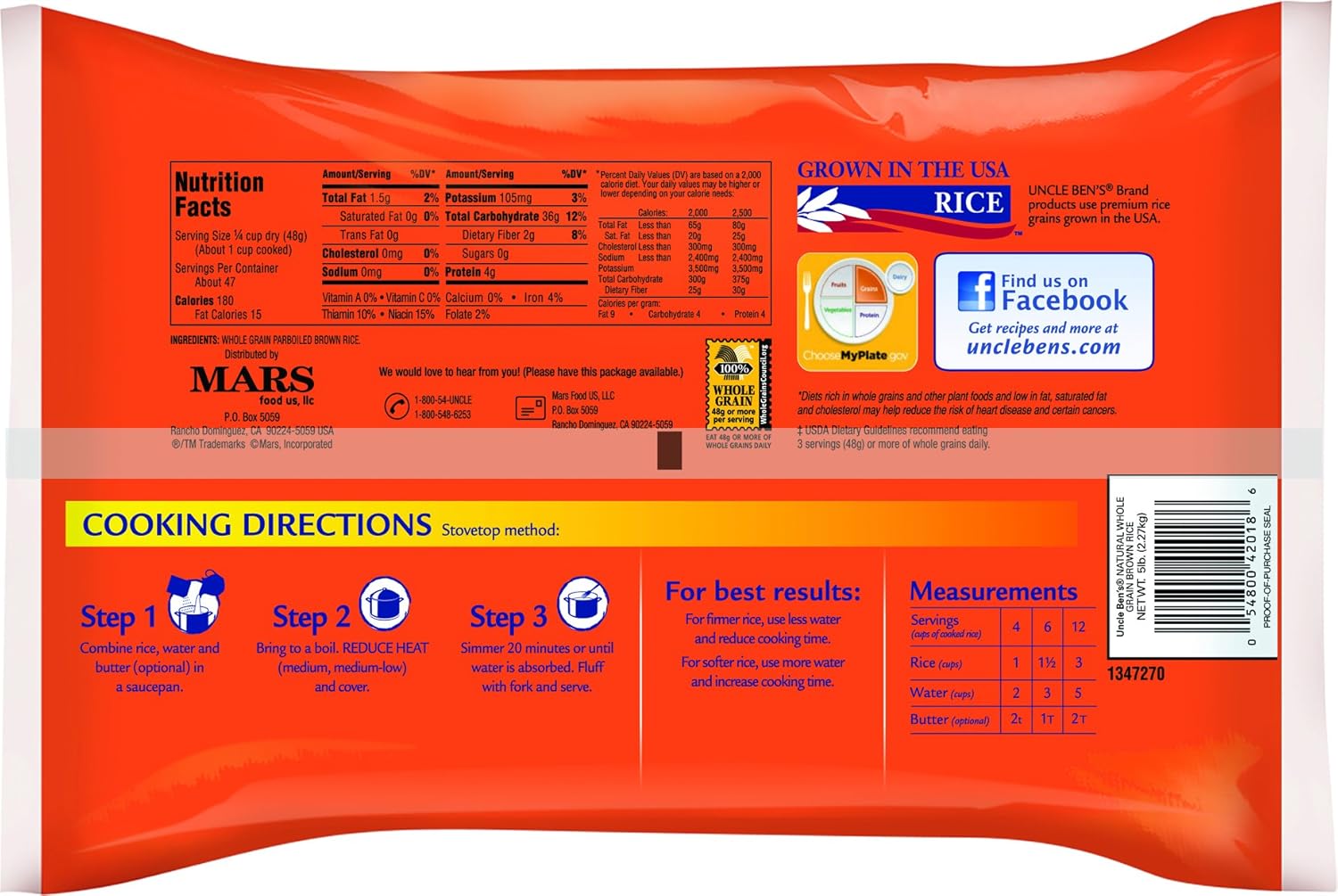 Whole Grain Brown Rice Bag, 5lb. X999364