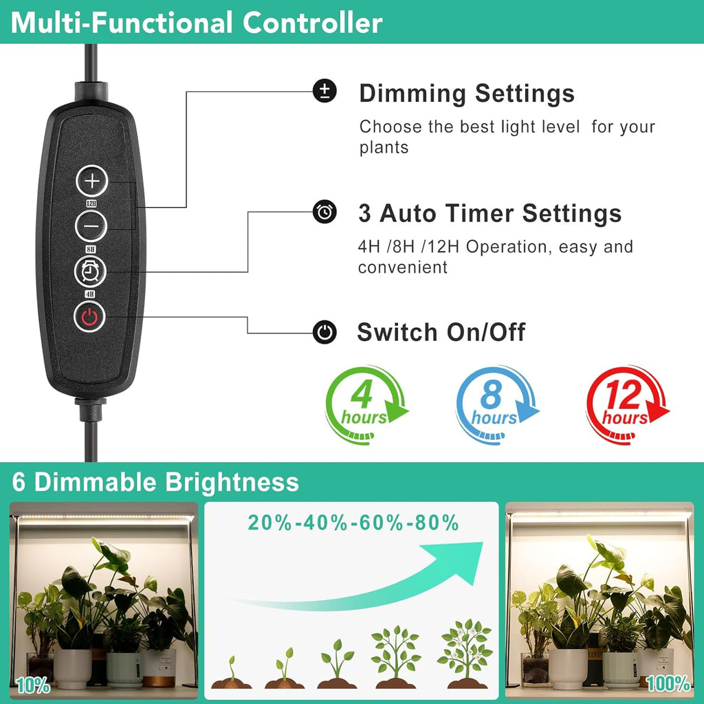 Grow Light Stand with LED Plant Lighting, Timer and Adjustable Height I38920