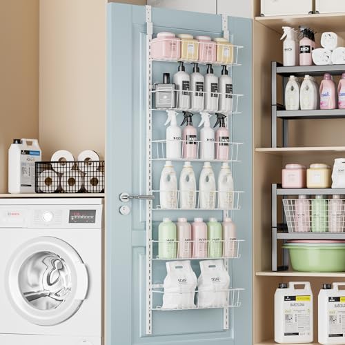 Over the Door Pantry Organizer, 6-Tier Metal Storage Rack, White G871