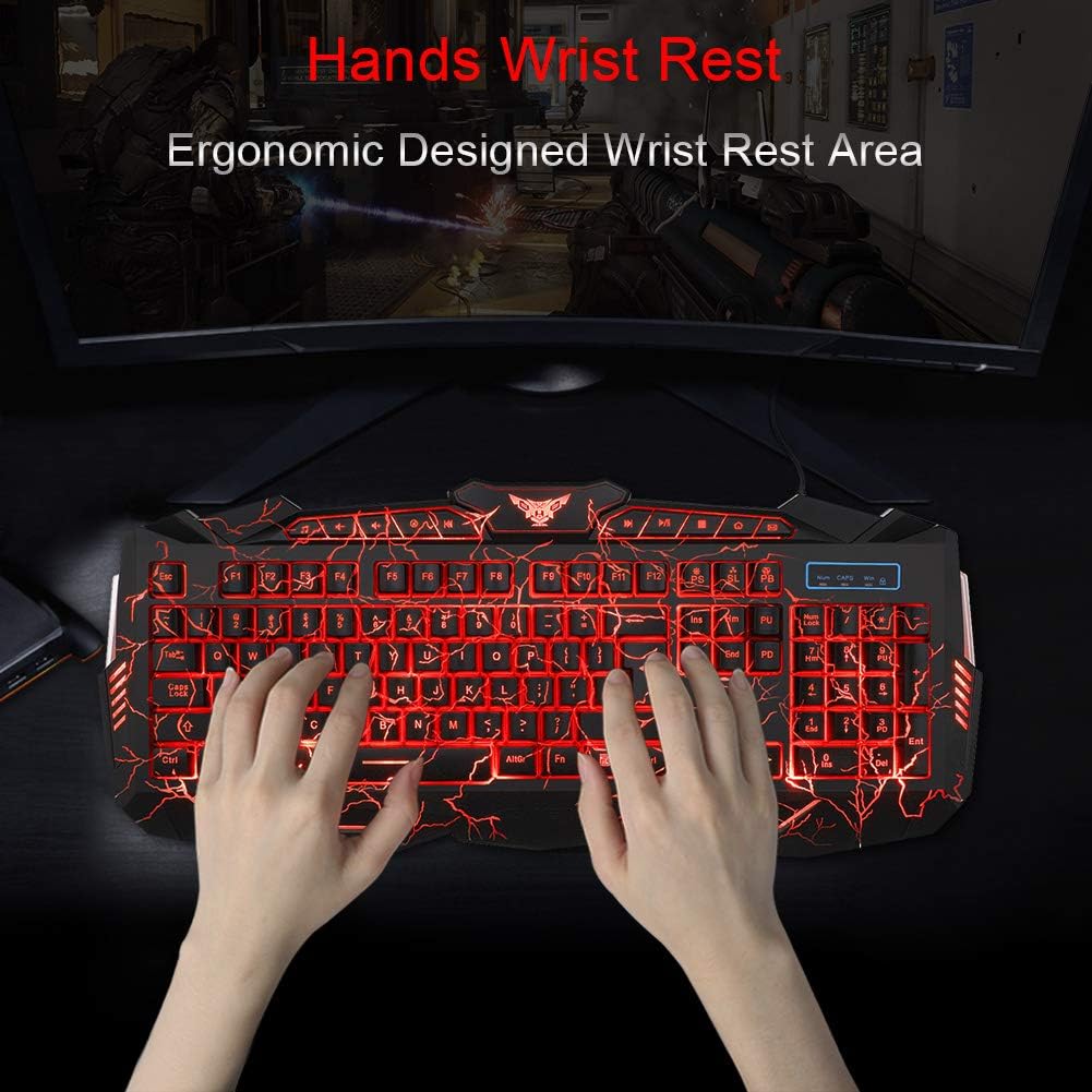 Wired Gaming Keyboard Mouse Headset Combo, LED Backlit, 114 Keys I132212