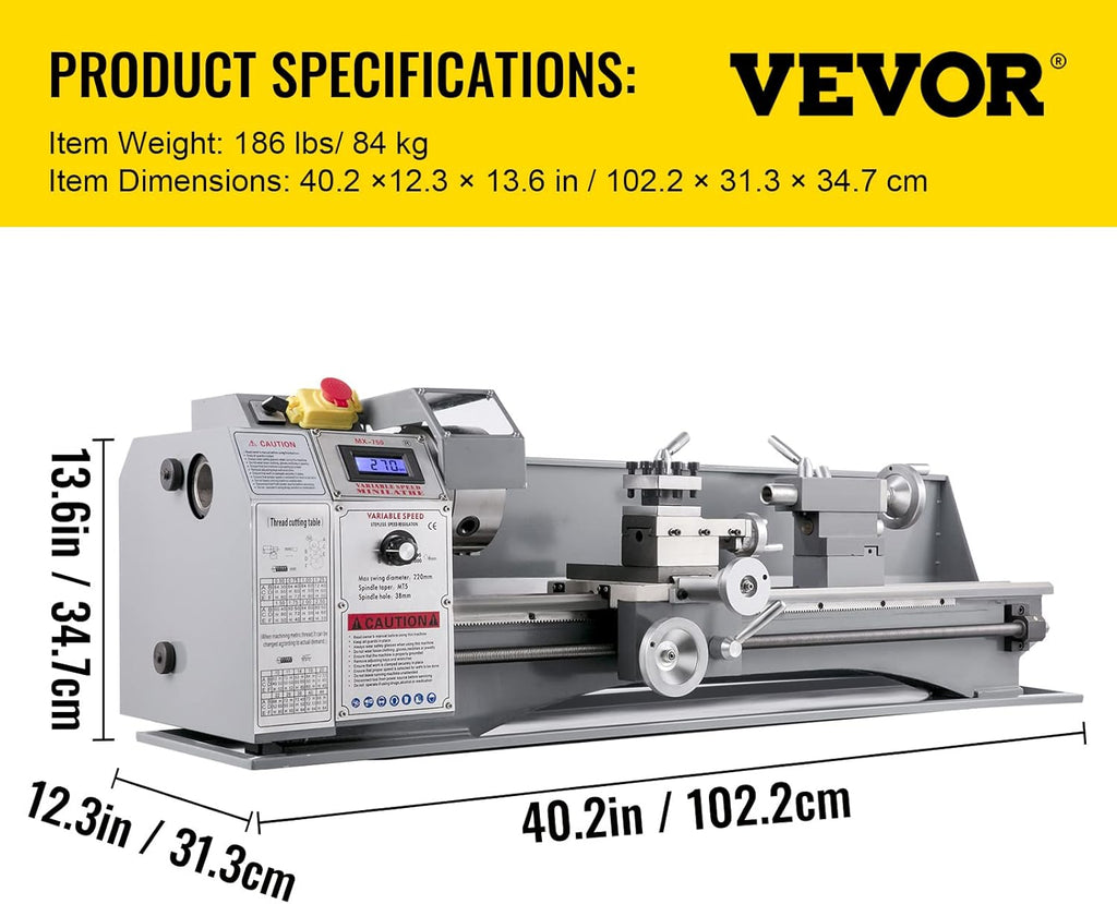 Metal Lathe 8.7 x 29.5 Inch, 750W Variable Speed Mini Lathe K522