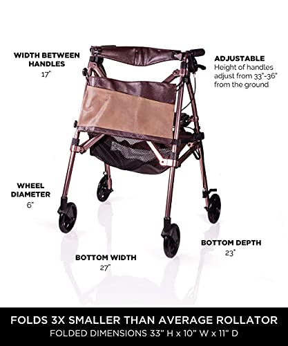 Foldable 4-Wheel Rolling Walker with Seat for Adults and Seniors Q20055