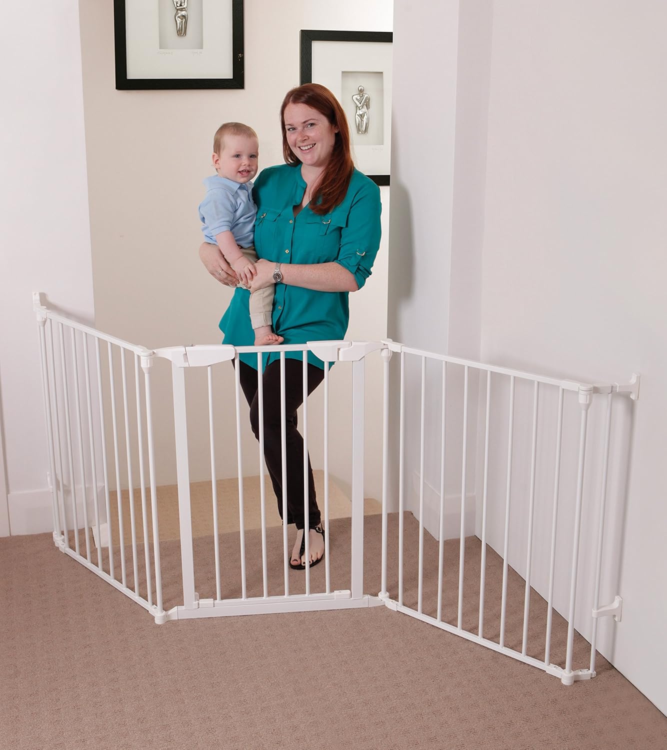 Baby Gate for Stairs, Straight Angled or Irregular Openings (White) G4922