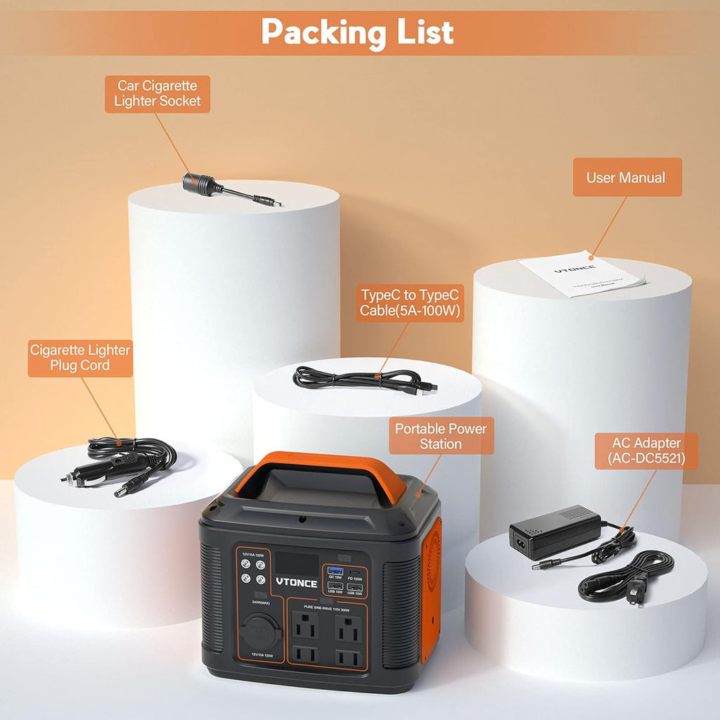 Portable Power Station 300W Solar Generator with AC Outlets and LED Light T45211