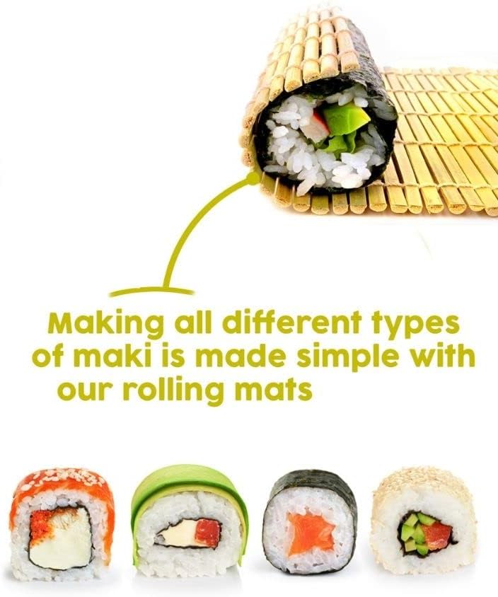Bamboo Sushi Making Kit with Maki Maker, Sushi Mat, Onigiri Mold Set, and Chopsticks Z5306