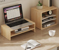 FITUEYES 2-Tier Monitor Stand & 4-Tier Desk Paper Sorter Organizer, Light Wood