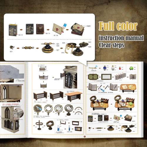 DIY Dollhouse Miniature Wooden Furniture Kit with Dust Proof Cover and Music Box Y781852