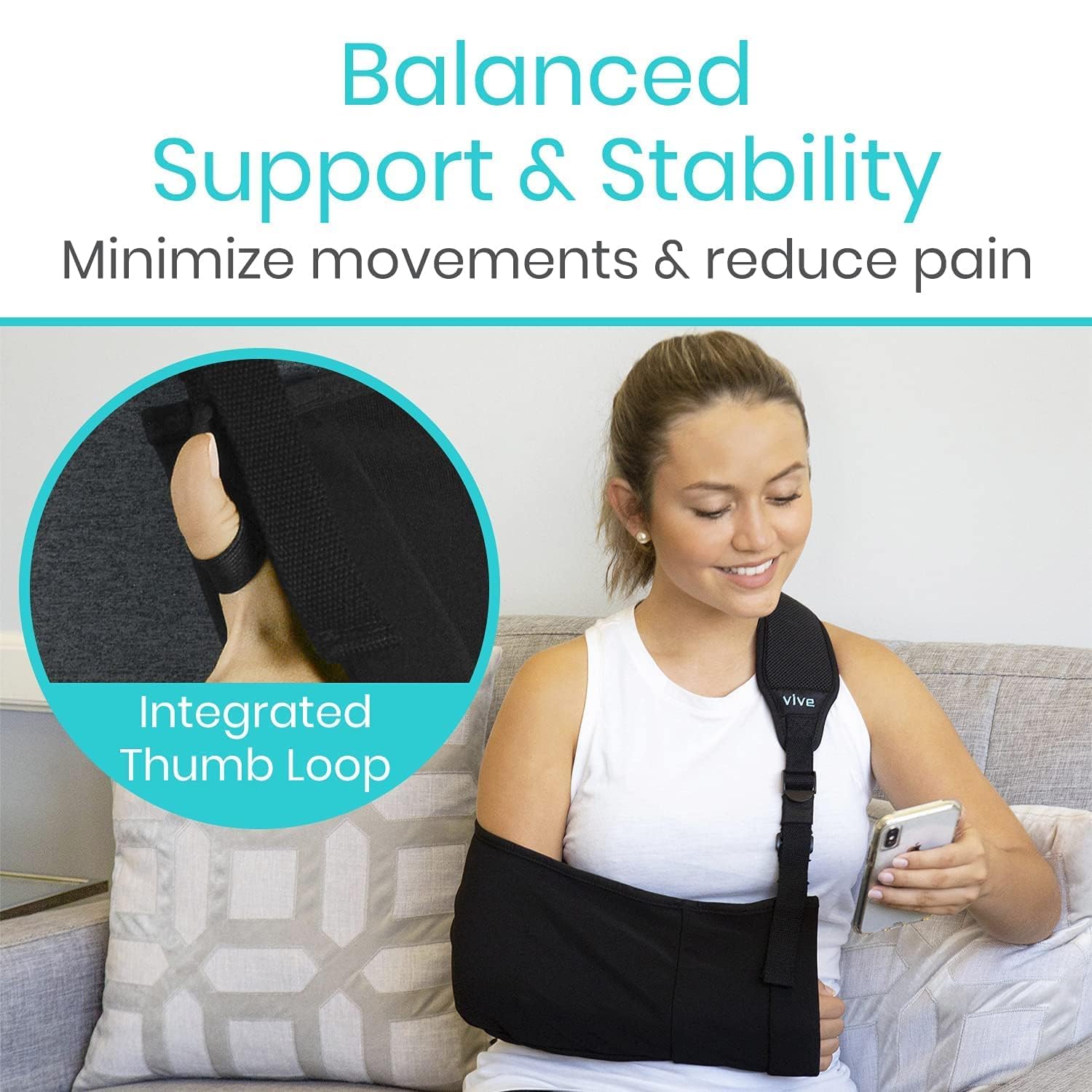 Arm Sling Shoulder Immobilizer for Left or Right Arm, Adjustable Padded Straps W612737