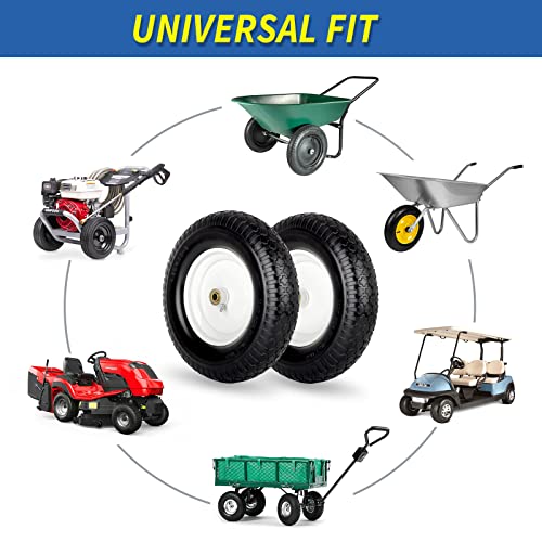16" Flat-Free Solid Wheelbarrow Tire and Wheel with 3" Hub, 2 Pack D71069