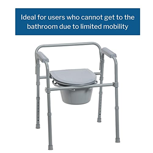 Folding Commode Chair with Bucket, 350 lbs Capacity M430