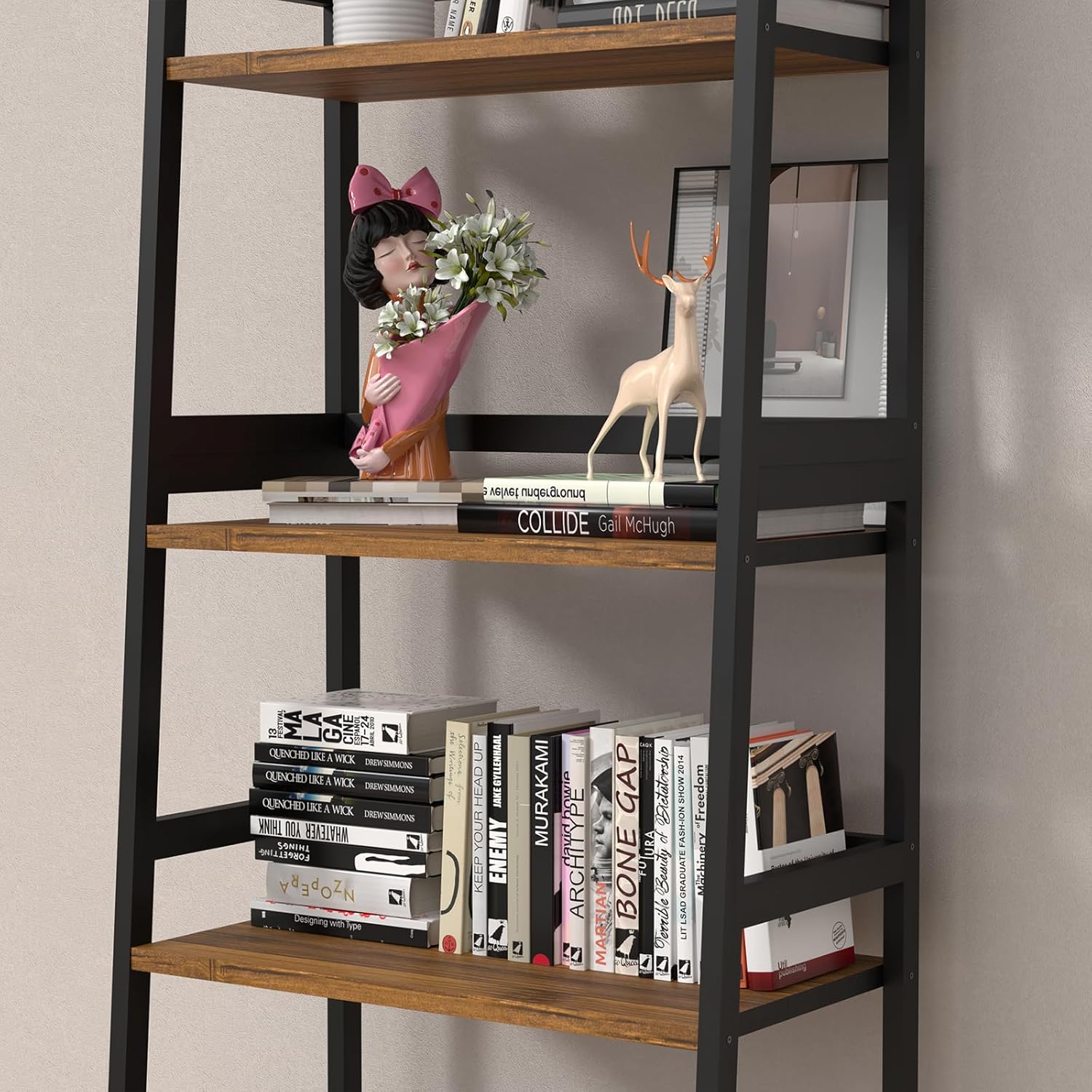 Bamboo 5-Tier Tall Bookcase for Living Room, Home Office L317598