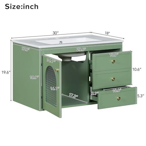 Bathroom Vanity with Sink and 2 Drawers, White N510