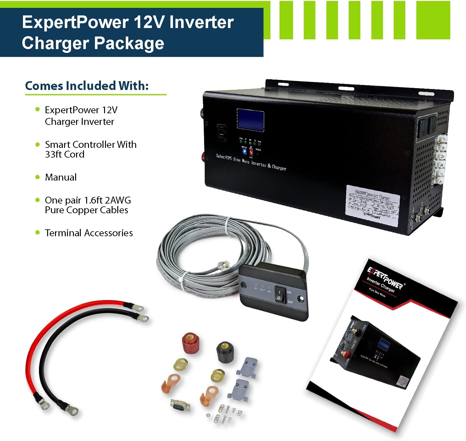 12V 100Ah LiFePO4 Solar Power Kit with 400W Panels and 3KW Inverter C533