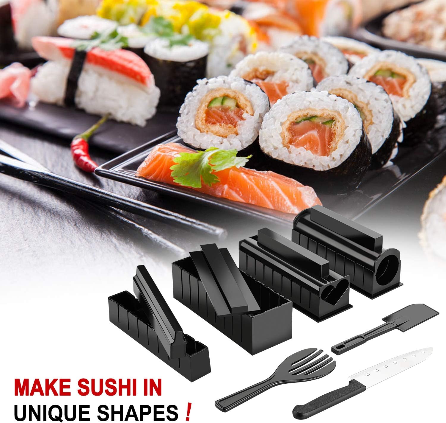 Sushi Maker Kit, 11pcs DIY Sushi Making Set with Rice Roll Mold I713846