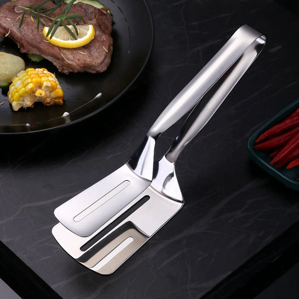 Stainless Steel Double-Sided Spatula Clip for Kitchen and Grill V1486
