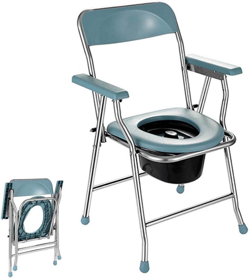 Commode Chair Bathroom Safety Frame Toilet Seat Shower Chair Folding Bedside Potty Chair for Elderly Seniors Disabled W1178