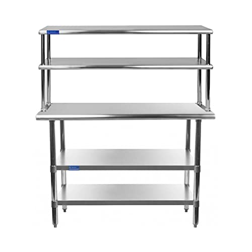 Stainless Steel Work Table with 2 Shelves and Overshelf L397180