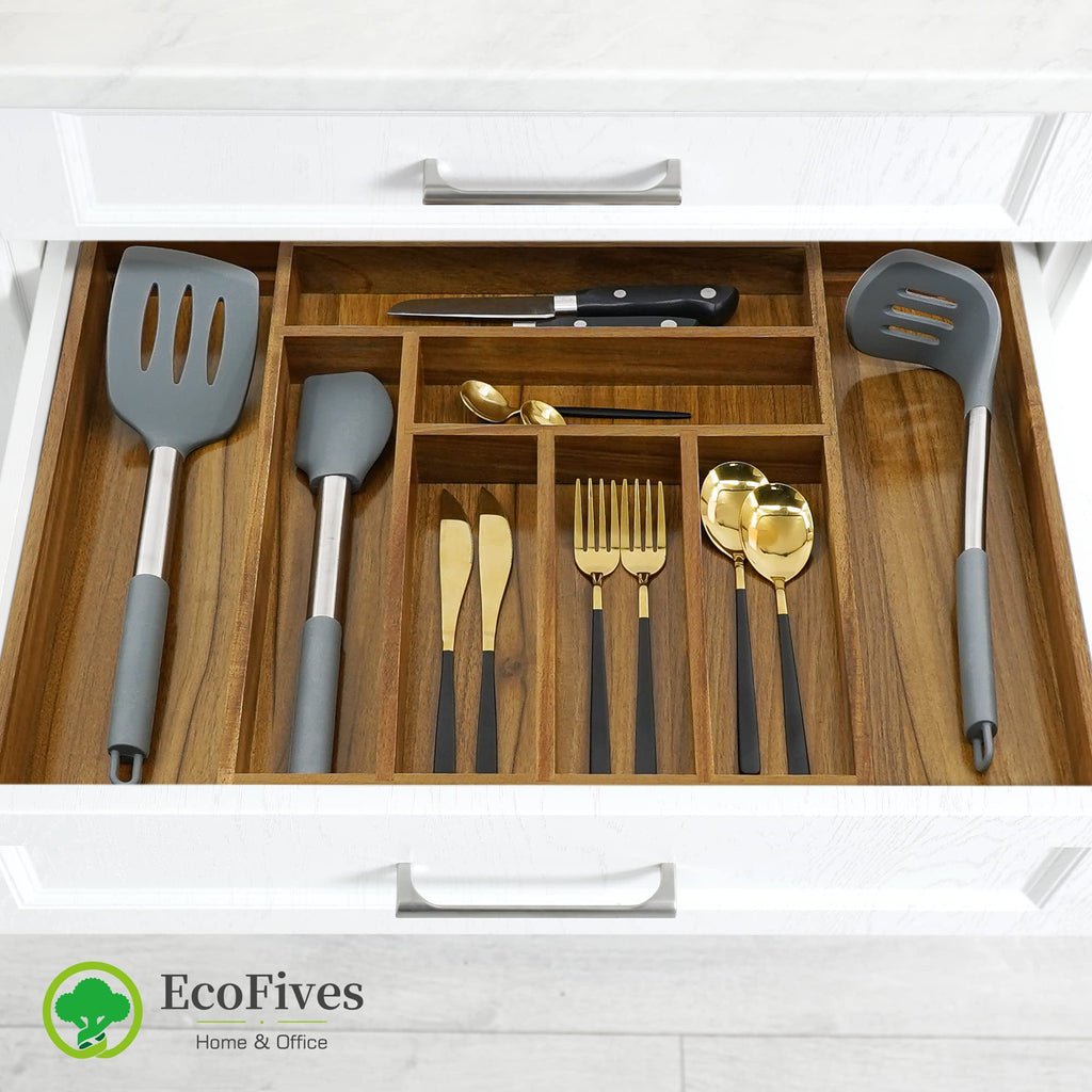 Cutlery Tray Organizer, Adjustable Kitchen Drawer Divider, 8 Compartment Utensil Holder N3759