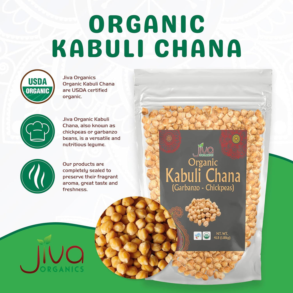 Organic Raw Chickpeas Whole Garbanzo Beans 4 LB Large Bag Gluten Free Non GMO Vegan U598024