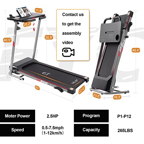 Folding Treadmill for Home, 265lbs Electric Running Machine T475305