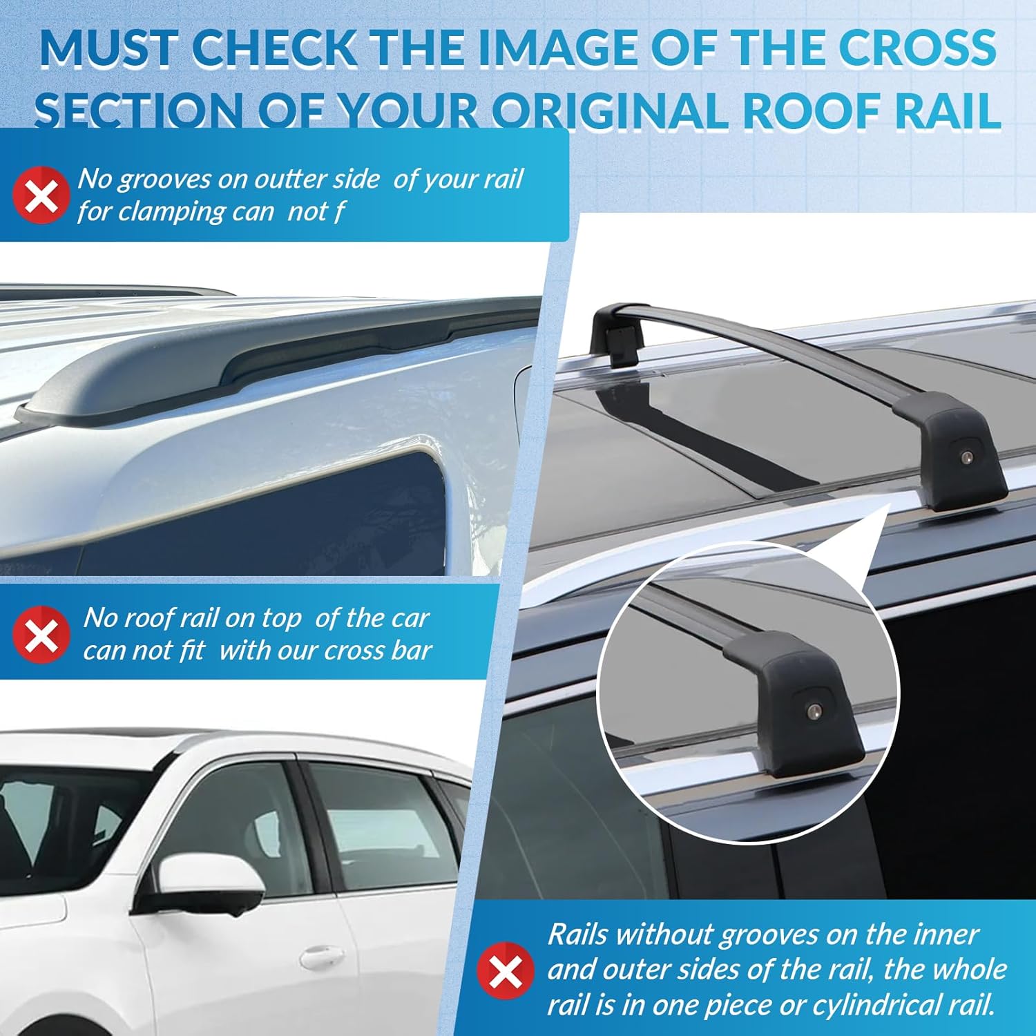 Roof Rack Cross Bars, Adjustable Lockable Aluminum Cargo Carrier, 330 LBS Capacity C9605