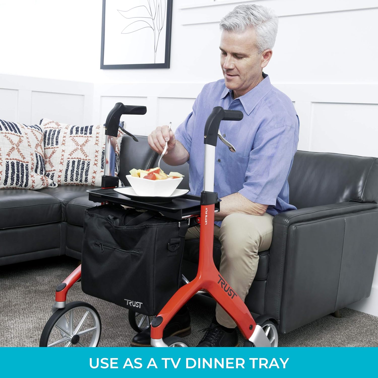 Replacement Walker Tray Table for Adults, Seniors, and Elderly, Rolling Dinner Tray T2560