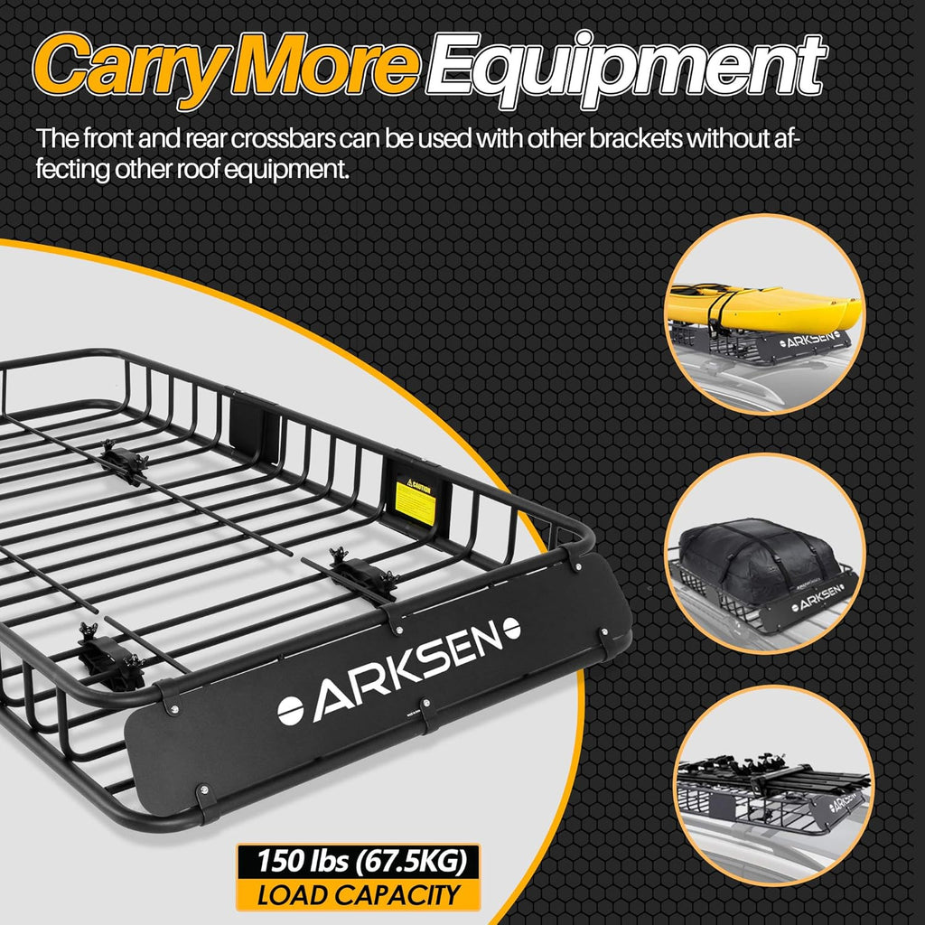 84 Inch Roof Rack Cargo Basket with Soft-Shell Waterproof Roof Bag for SUV, Trucks, Cars K802371