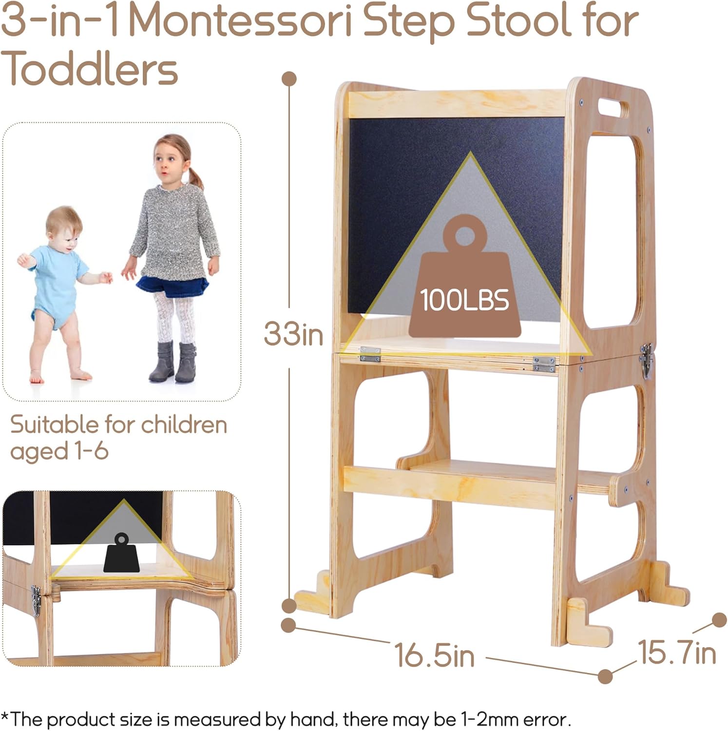 3-in-1 Toddler Standing Tower with Safety Rail V1291