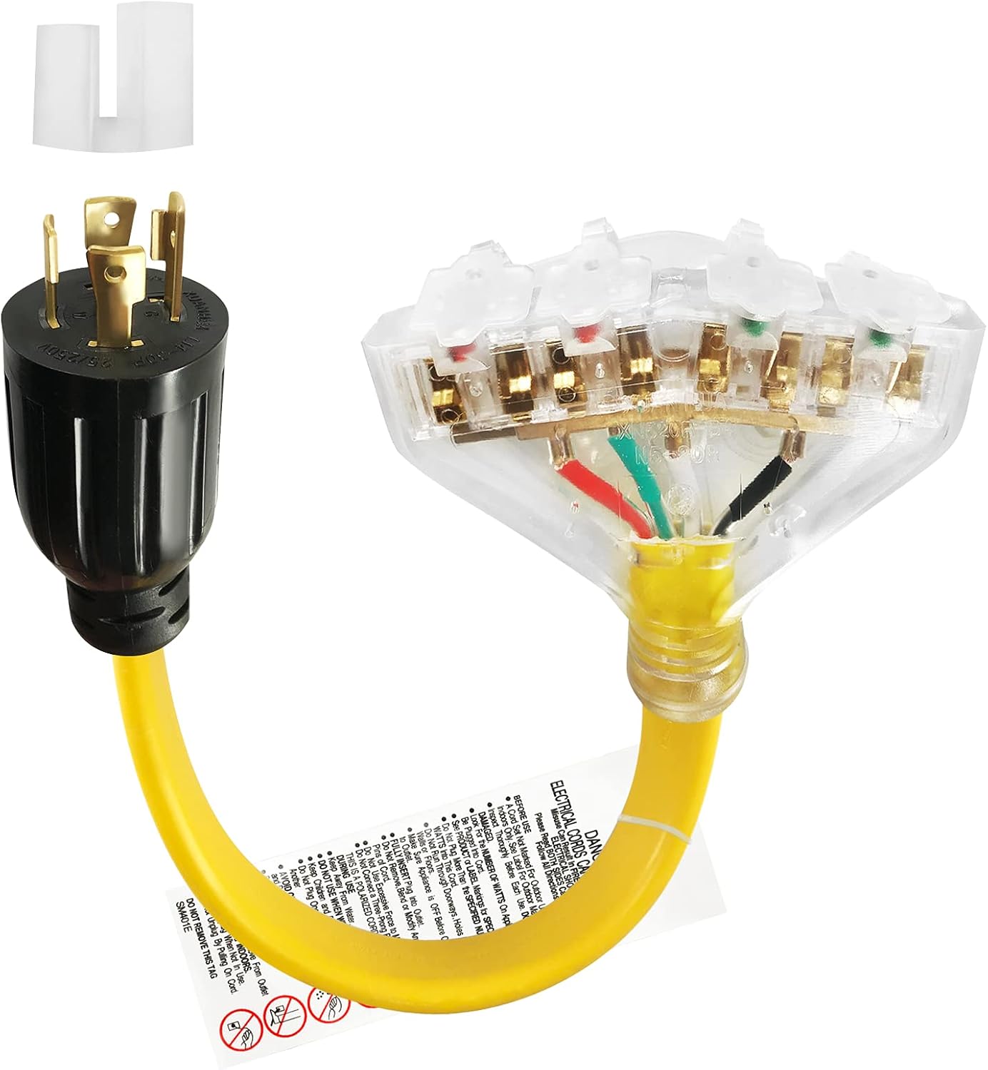 RV Generator Adapter Cord 30 Amp to 30 Amp with LED Indicator, 12 Inch E787