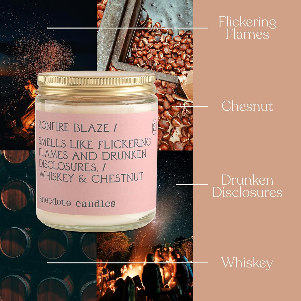 Coconut Soy Wax Candle Jar, Whiskey & Chestnut Scent, 7.8 Oz J964