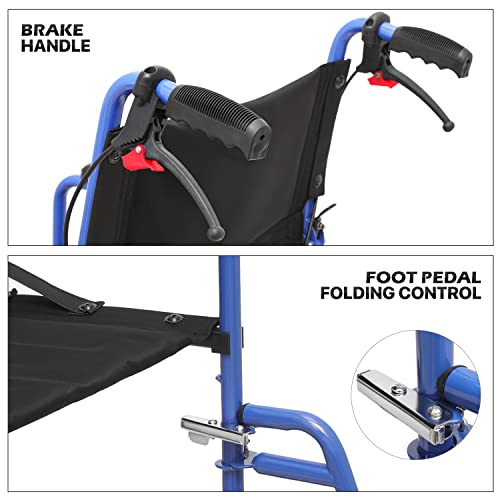 Lightweight Wheelchair for Adults with Locking Hand Brakes, Folding Back, 16 Inch Seat S3855