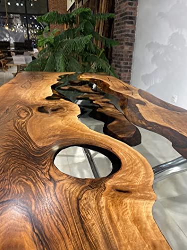 Epoxy Resin River Dining Table Top, 60 x 30 Inches I48499