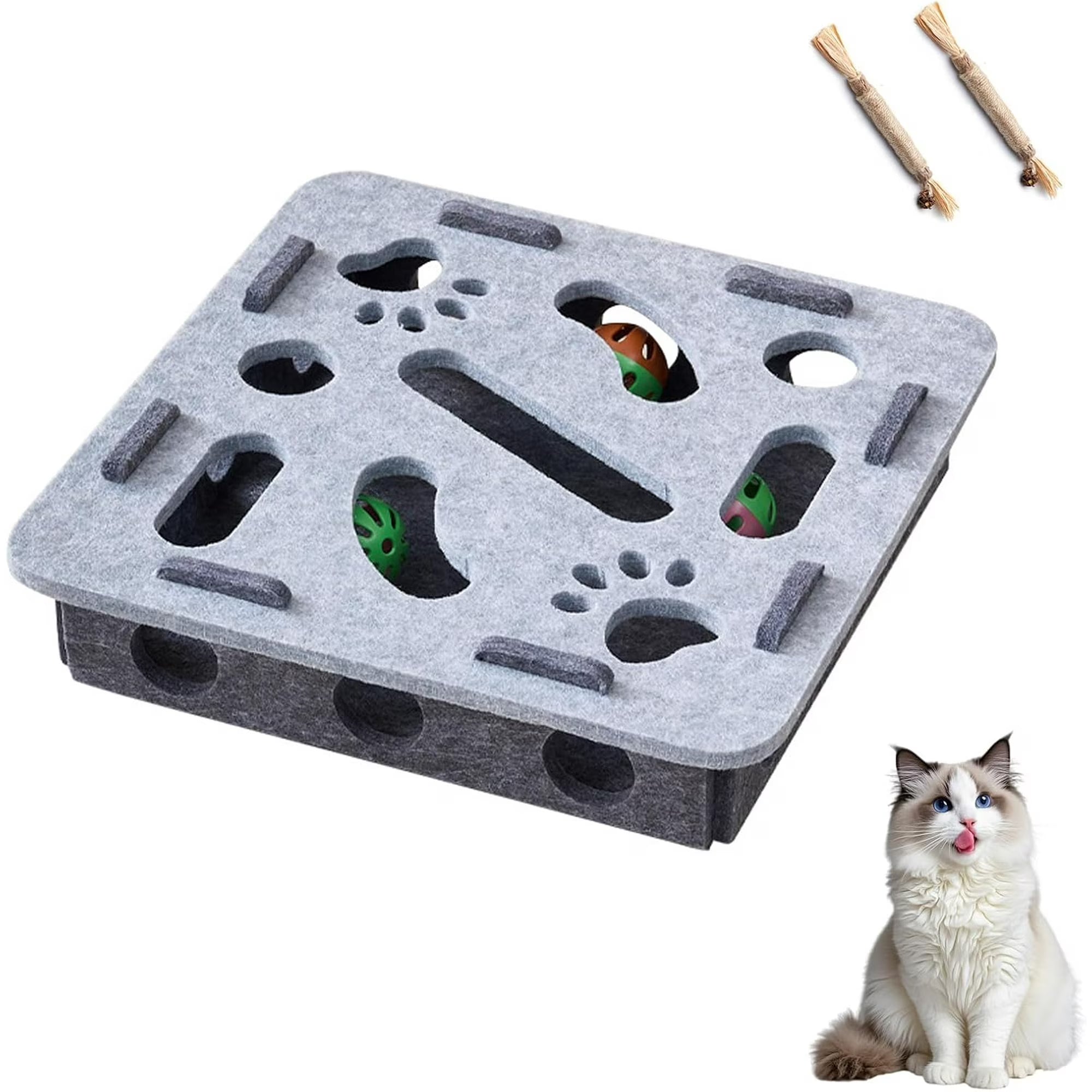 Cat Nail File Enrichment Box, Interactive Cat Scratcher Puzzle Toy for Indoor Cats, Nail File Scratcher Box for Grooming, Play (Style-7)